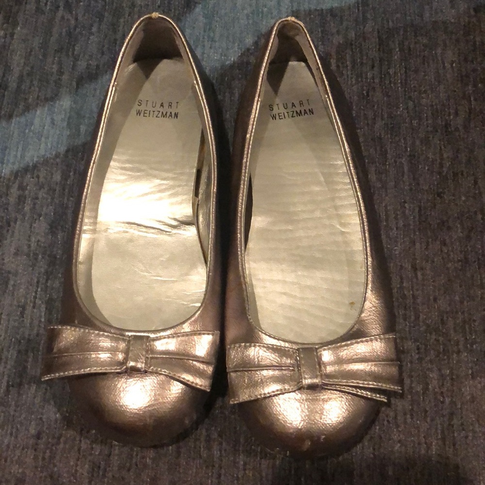Silver Stuart Weitzman baller flats size 1